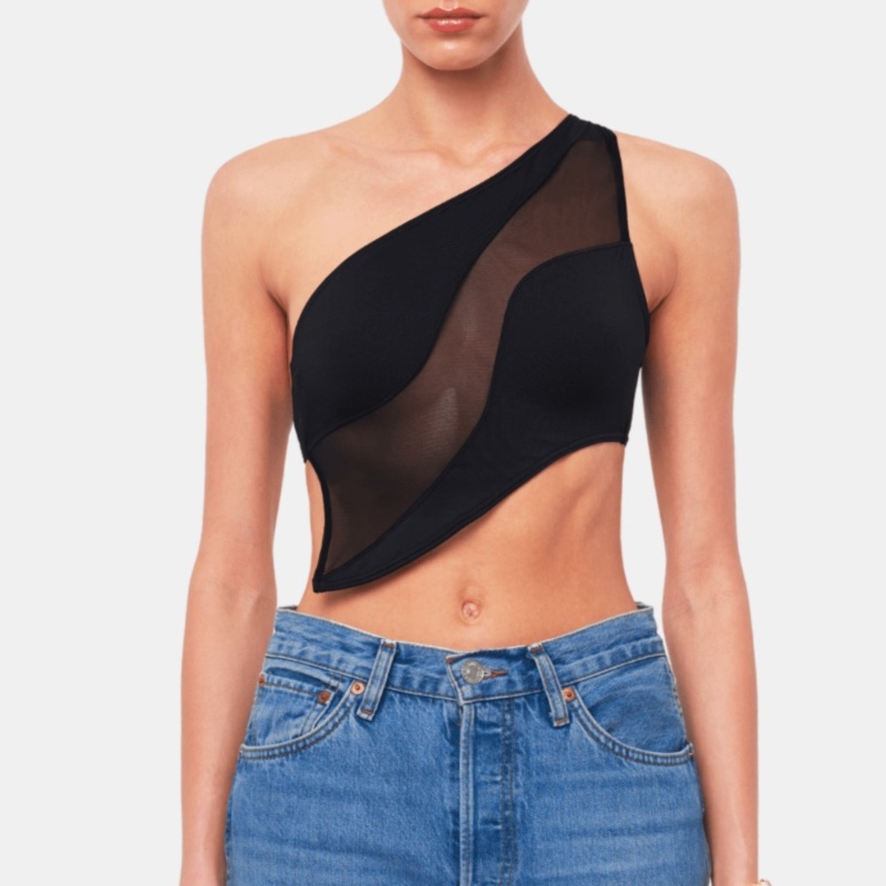 CURVE Top Black Mesh One-Shoulder
Crop Top | OW Collection